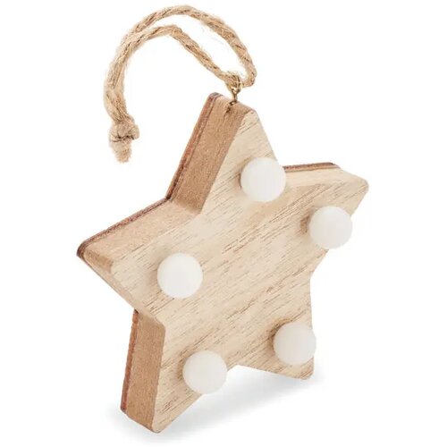 Houten ster met lichtjes Lalie hout