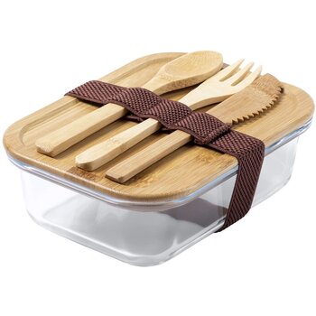 Glazen Lunchbox Met Bestek (500Ml) Naturel 500 ml Glazen Lunchbox Met Bestek (500Ml) Naturel 500 ml