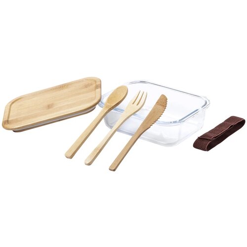 Glazen Lunchbox Met Bestek (500Ml) Naturel 500 ml