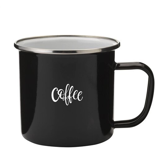 Retro Silver Emaille Mug Mok Zwart/Zilver