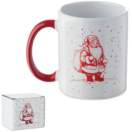 Keramische kerst mok 300ml Festimug wit/rood