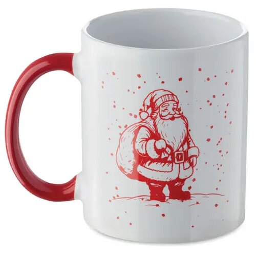 Keramische kerst mok 300ml Festimug wit/rood