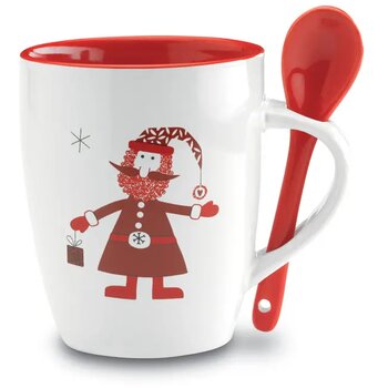 Kerstmok met lepel 250ml Claus multicolour Kerstmok met lepel 250ml Claus multicolour