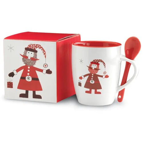 Kerstmok met lepel 250ml Claus multicolour