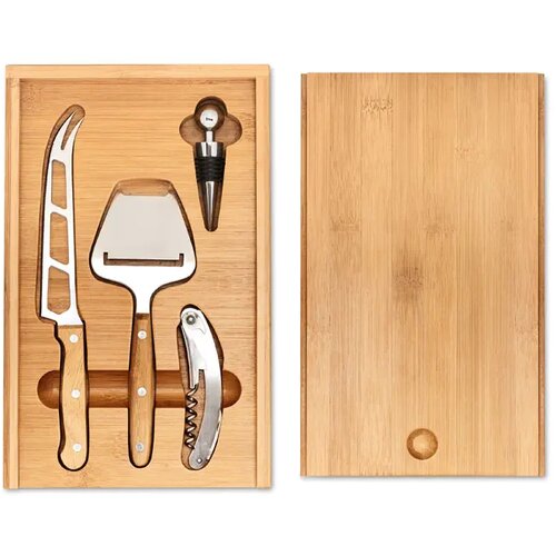 Kaas- en wijnset Wine&cheese hout