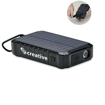 Powerbank met solar en dynamo (8.000 mAh) Zwart Powerbank met solar en dynamo (8.000 mAh) Zwart
