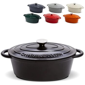 Orrefors Jernverk Ovale geëmailleerde braadpan 3.5L grijs Orrefors Jernverk Ovale geëmailleerde braadpan 3.5L grijs