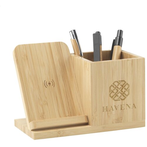 Bamboo Penhouder Met Draadloze Oplader