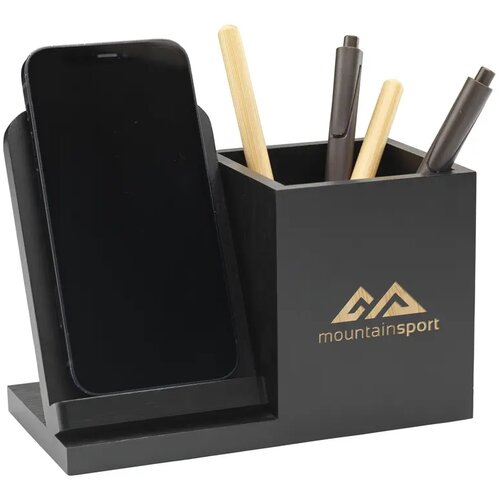 Bamboo Penhouder Met Draadloze Oplader Zwart