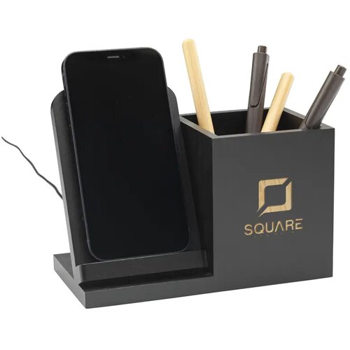 Bamboo Penhouder Met Draadloze Oplader Zwart