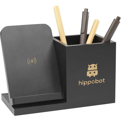 Bamboo Penhouder Met Draadloze Oplader Zwart