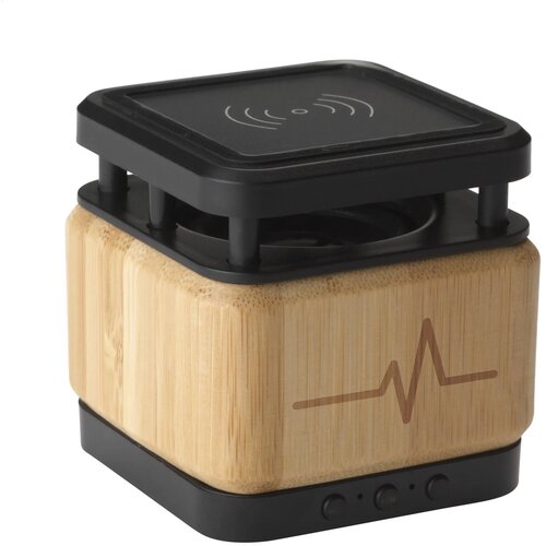 Bamboo Block Speaker Met Draadloze Oplader Bamboe