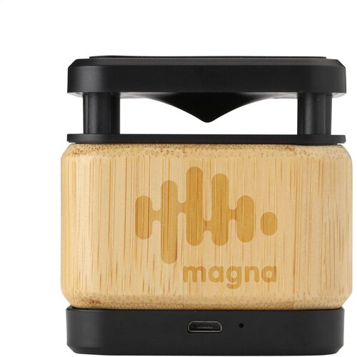 Bamboo Block Speaker Met Draadloze Oplader Bamboe