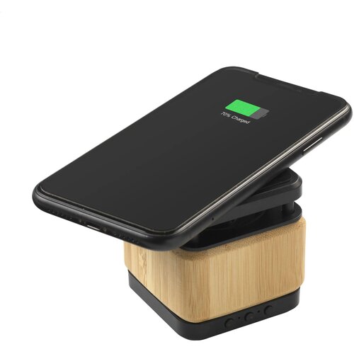 Bamboo Block Speaker Met Draadloze Oplader Bamboe