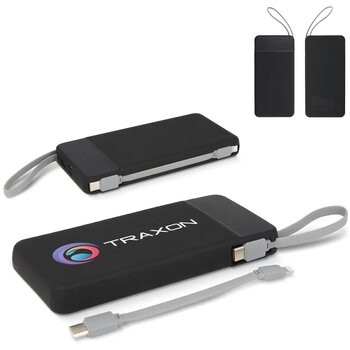 Ziara Powerbank met USB-C & Lightning Kabel 10000mAh zwart Ziara Powerbank met USB-C & Lightning Kabel 10000mAh zwart