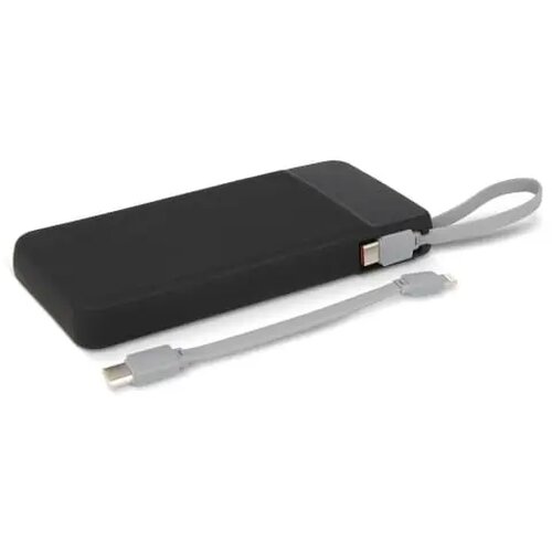Ziara Powerbank met USB-C &amp; Lightning Kabel 10000mAh zwart